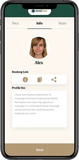 Incall How it works: image showing zen hut therapist app