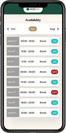 Incall How it works: image showing zen hut therapist app