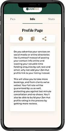 Incall How it works: image showing zen hut therapist app